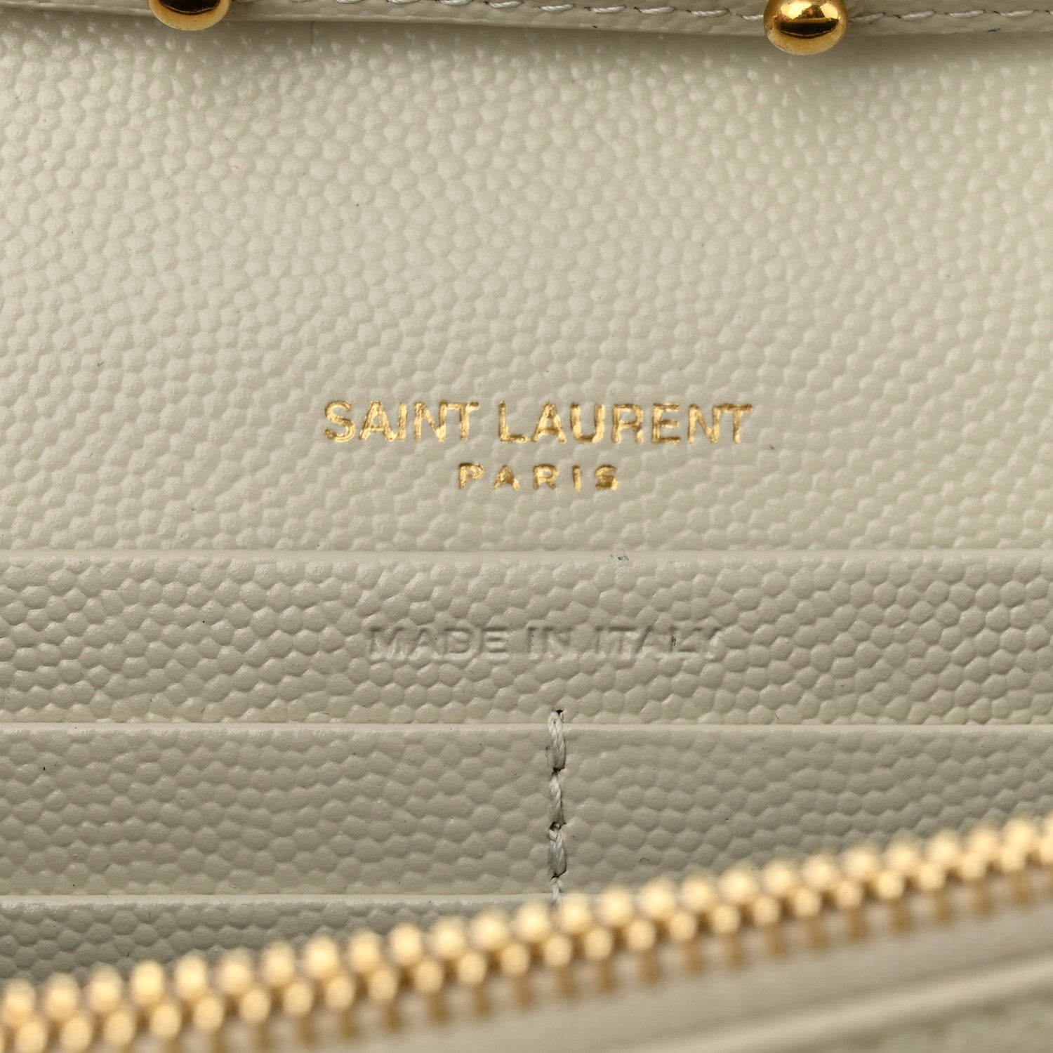 Saint Laurent Grain De Poudre Mixed Matelasse Triquilt Monogram Chain Wallet Blanc Vintage 6 of 10