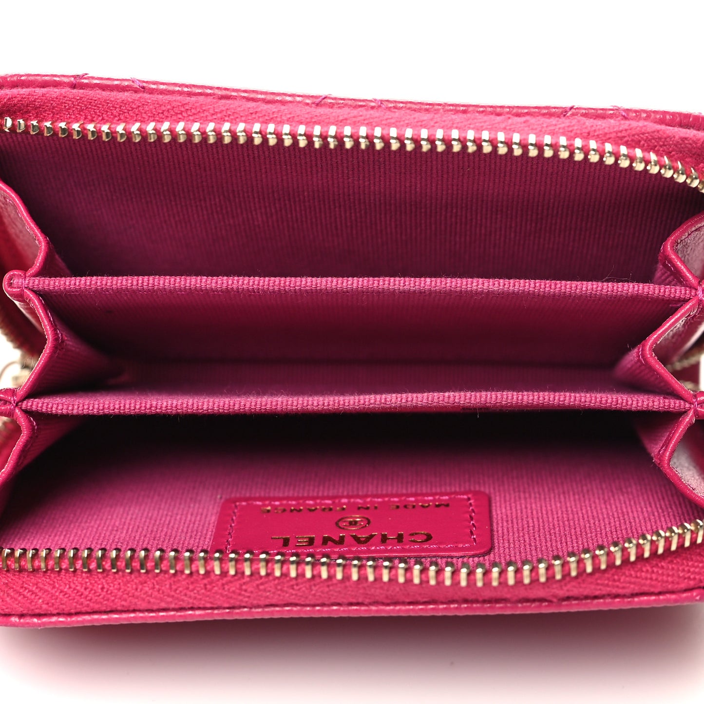 Caviar Quilted Zip Coin Purse Dark Pink