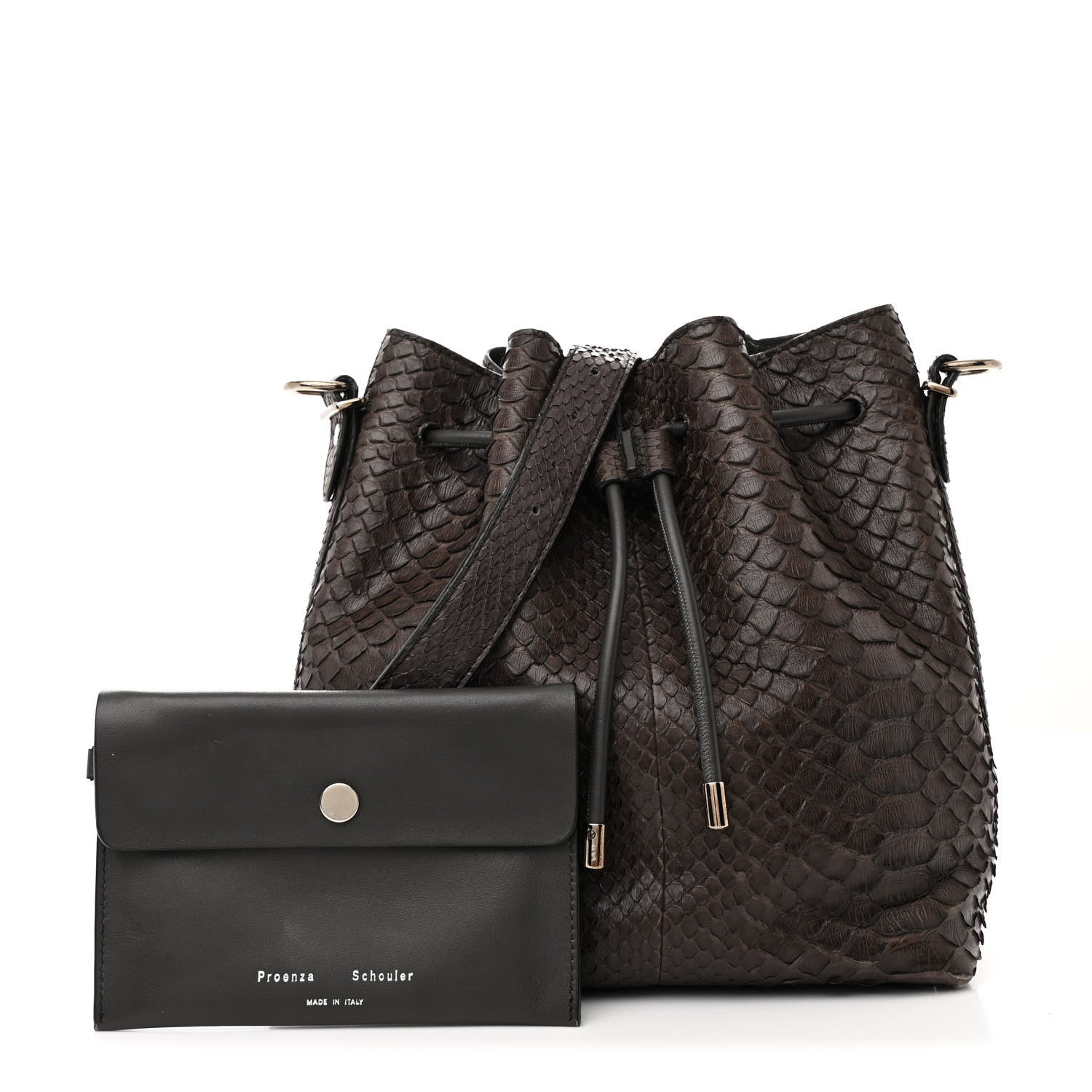 Proenza Schouler Snakeskin Medium Bucket Bag Brown 3 of 15