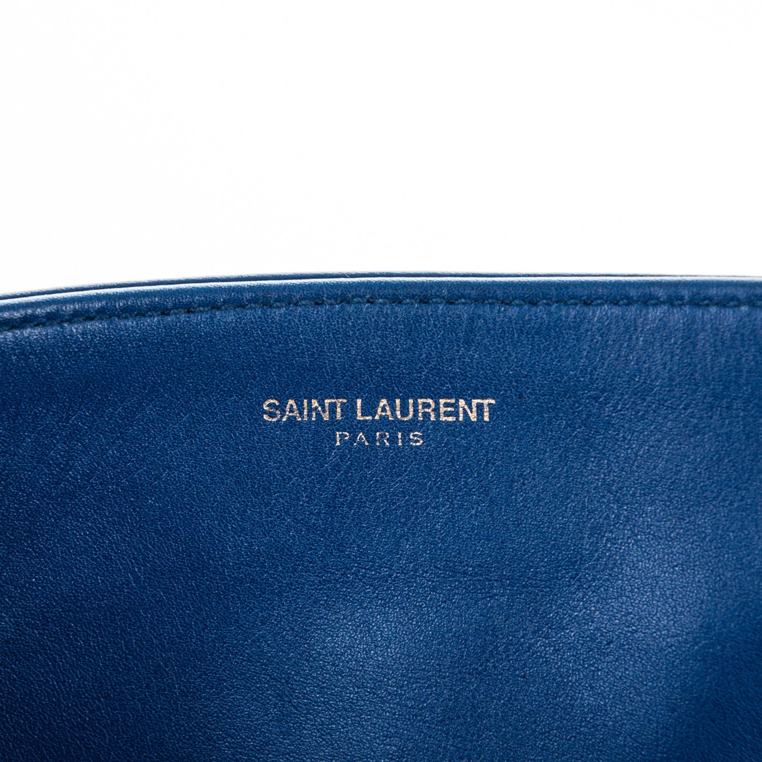 Saint Laurent Calfskin Suede Reversible East West Shopper Tote Blue 6 of 9