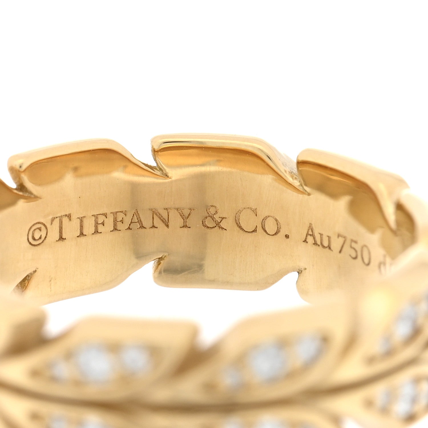 Tiffany 18K Yellow Gold Diamond Victoria Vine Band Ring 53 6.25 4 of 5