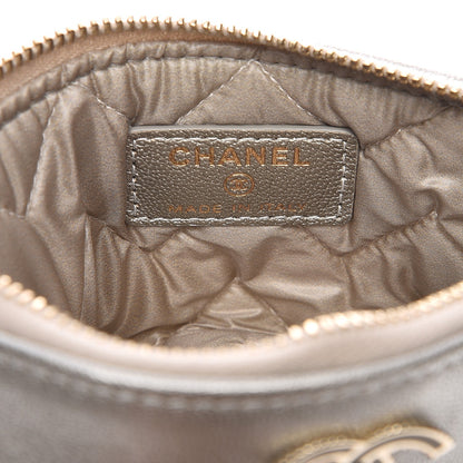 Chanel Metallic Sheepskin Chevron Quilted Small Vintage Mademoiselle Cosmetic Case Light Gold 7 of 8