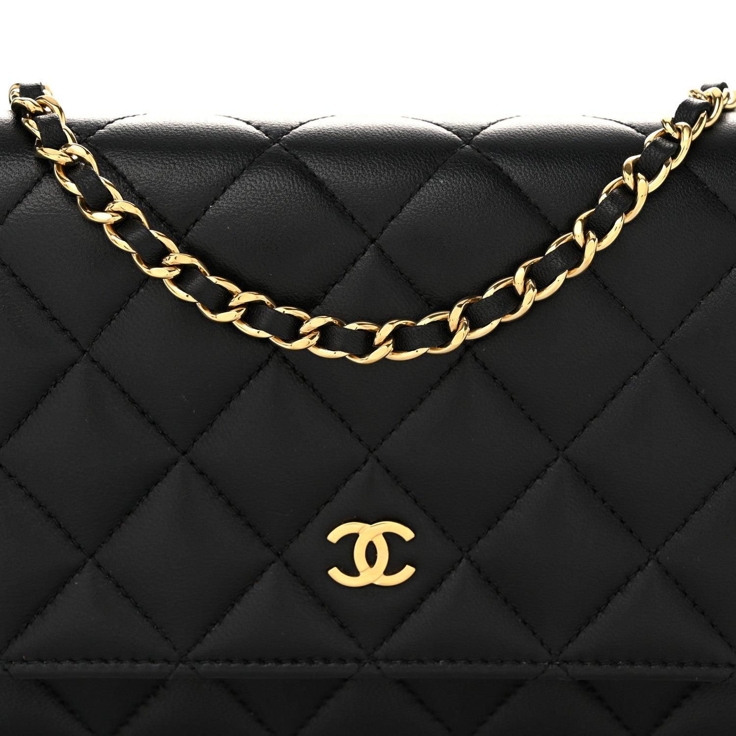 Chanel Lambskin Quilted Wallet On Chain WOC Black 9 of 12