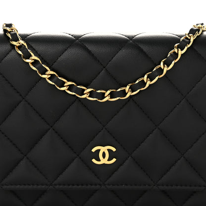 Chanel Lambskin Quilted Wallet On Chain WOC Black 9 of 12