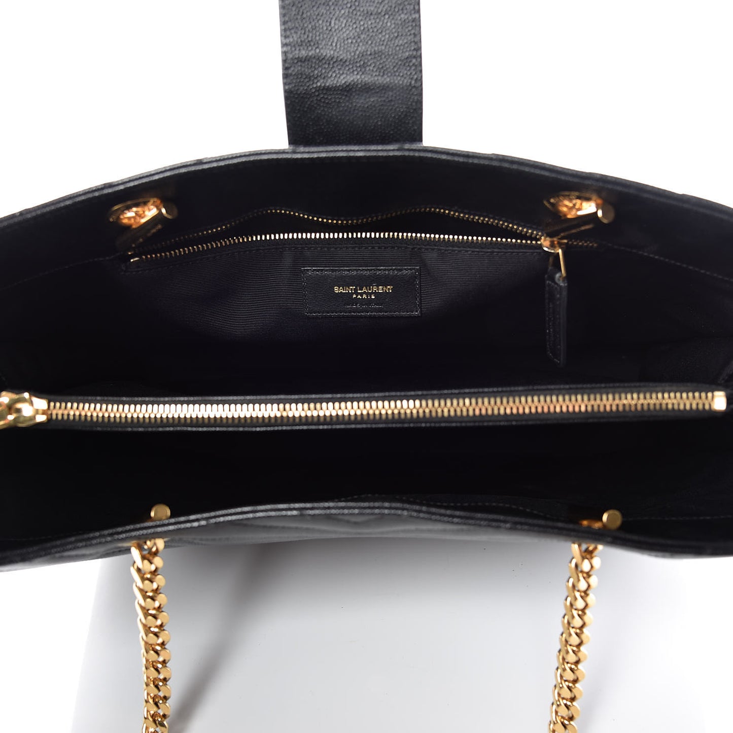 Grain De Poudre Matelasse Chevron Monogram Shopping Bag Black