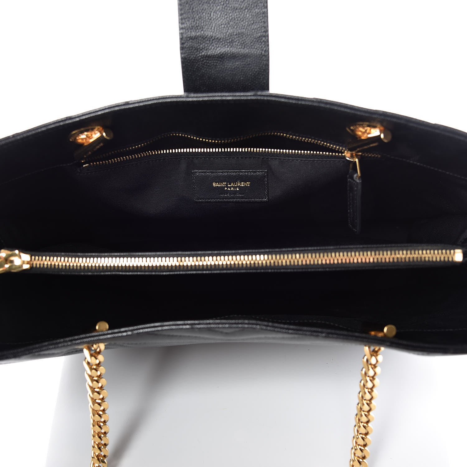 Saint Laurent Grain De Poudre Matelasse Chevron Monogram Shopping Bag Black 7 of 12