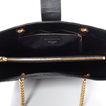 Saint Laurent Grain De Poudre Matelasse Chevron Monogram Shopping Bag Black 7 of 12