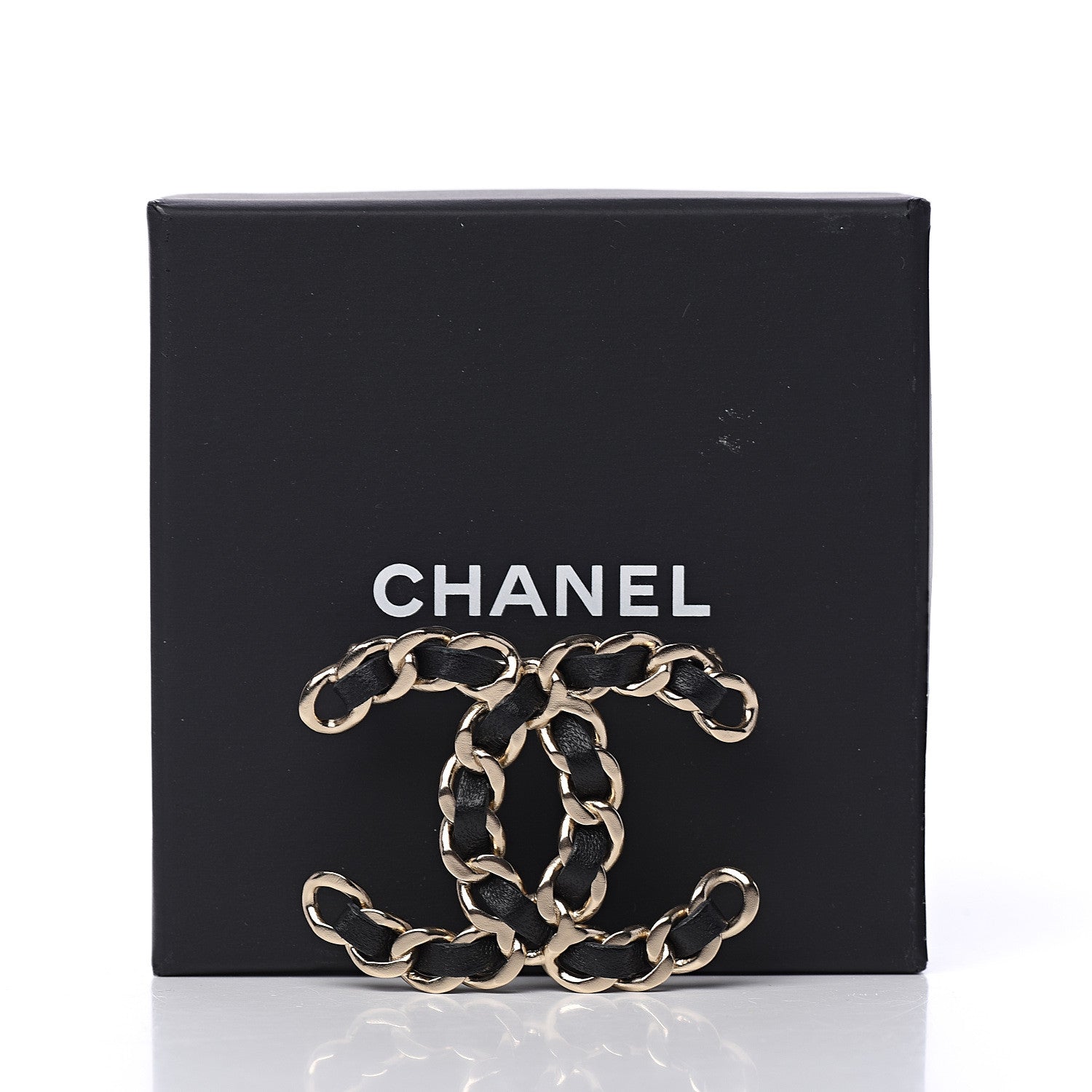 Chanel Lambskin Chain CC Brooch Black Gold 4 of 4