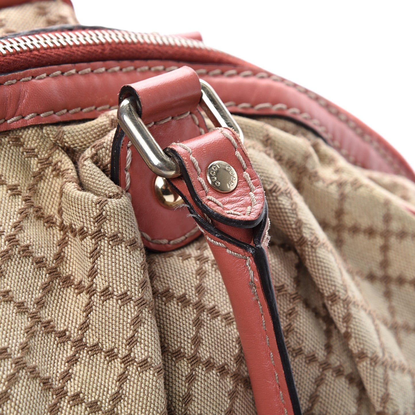 Diamante Medium Sukey Boston Interlocking G Charm Bag Pink