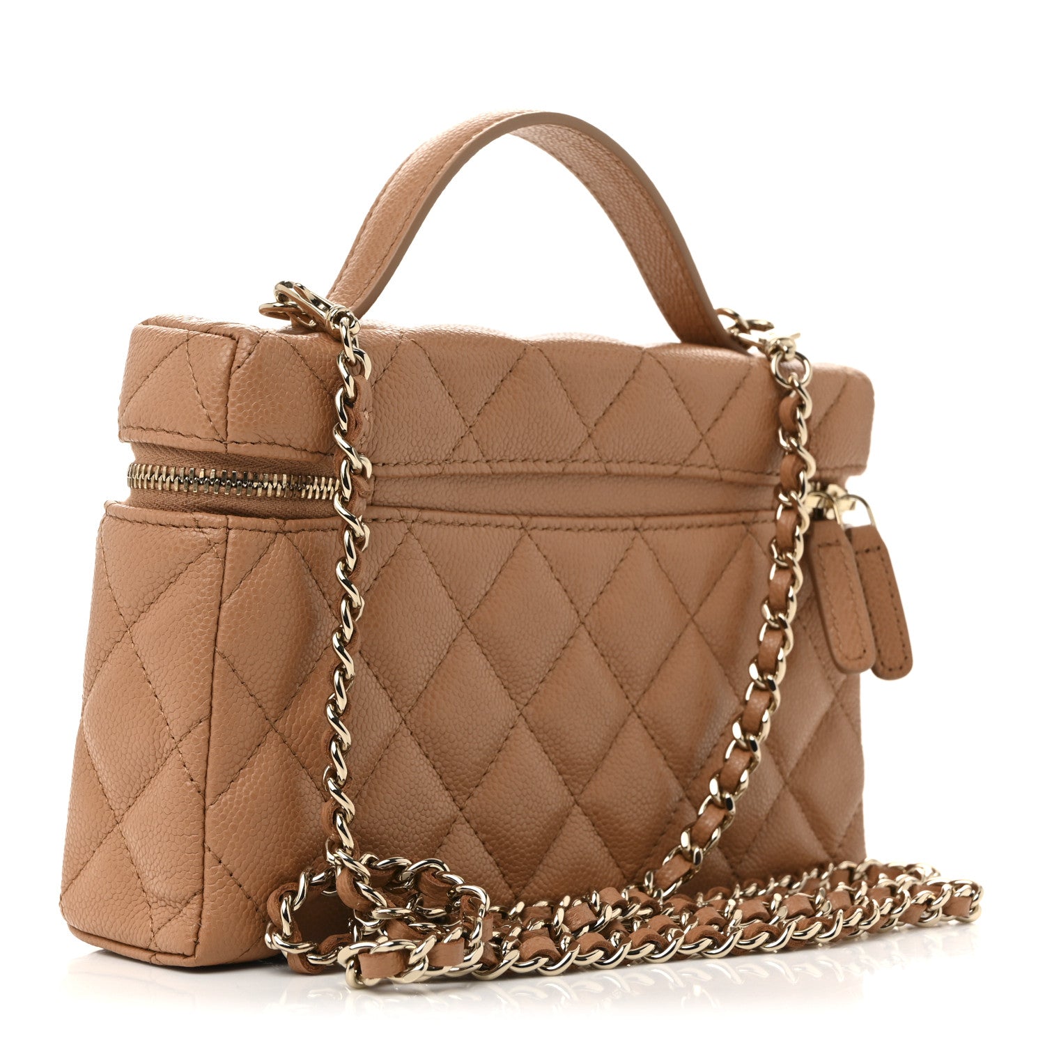 Chanel Caviar Quilted Top Handle Slim Vanity With Chain Brown 3 of 11