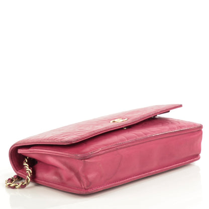 Chanel Lambskin Camellia Embossed Wallet On Chain WOC Pink 4 of 9