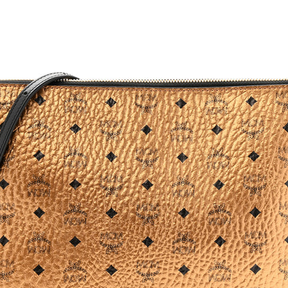 MCM Metallic Visetos Medium Crossbody Pouch Gold 7 of 12