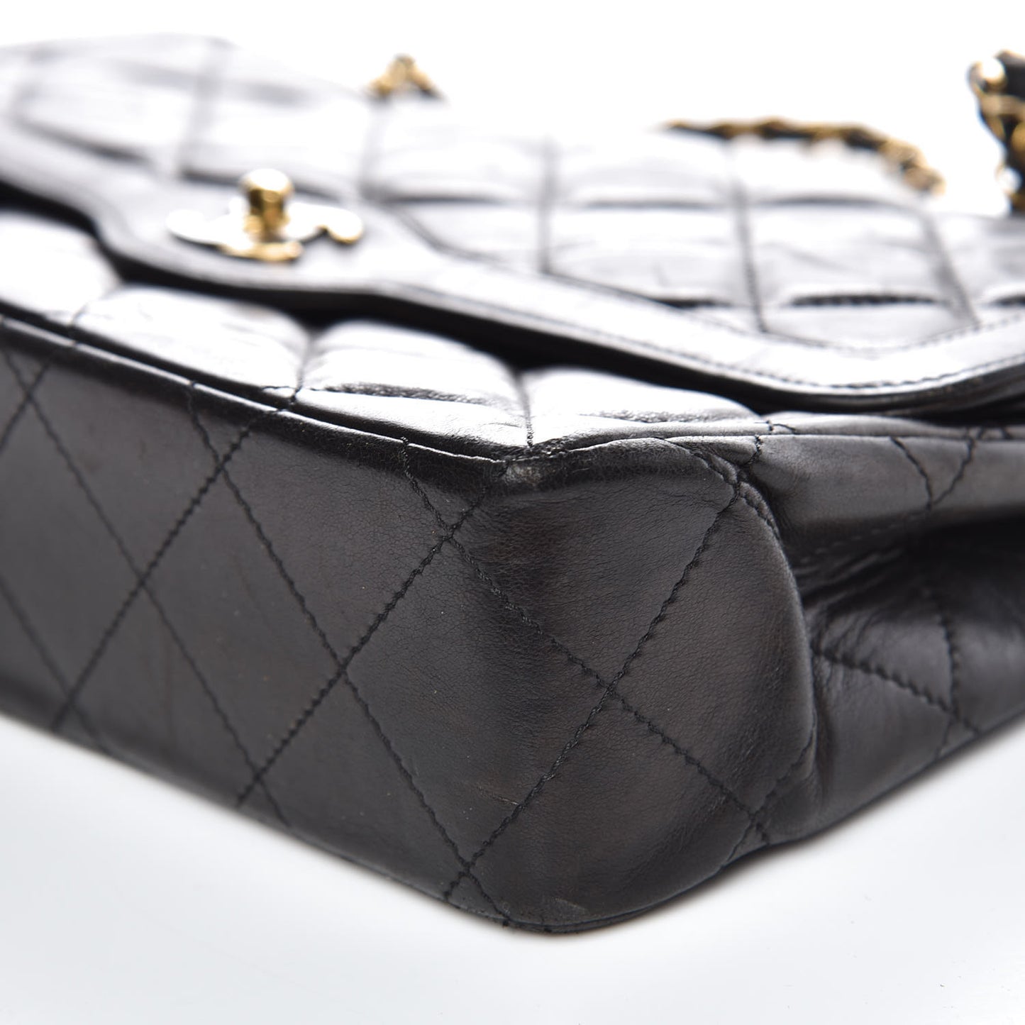 Lambskin Quilted Medium Double Flap Black