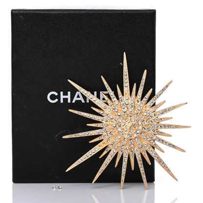 Chanel Crystal Starburst CC Brooch Gold 4 of 4