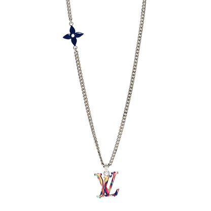 Louis Vuitton Metal Resin LV Psychedelic Necklace Silver Multicolor 1 of 8
