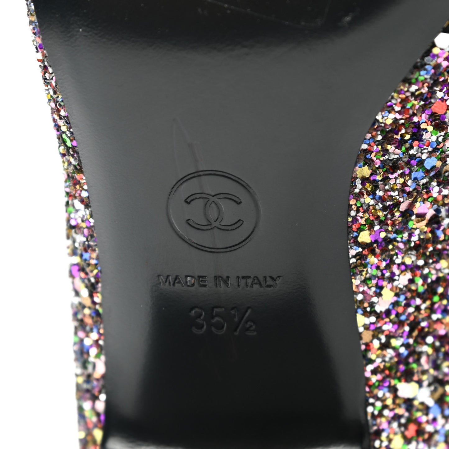Glitter Patent Calfskin Cap Toe Fantasy High Boots 35.5 Multicolor Black