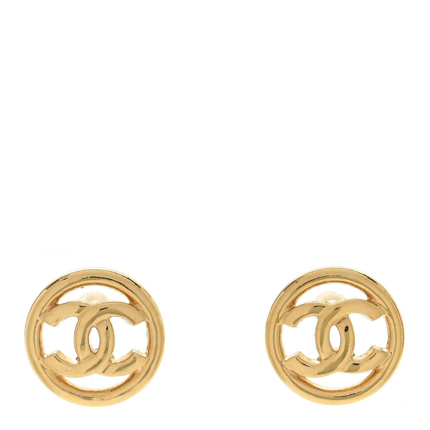 Chanel Metal CC Round Earrings Gold 1 of 5