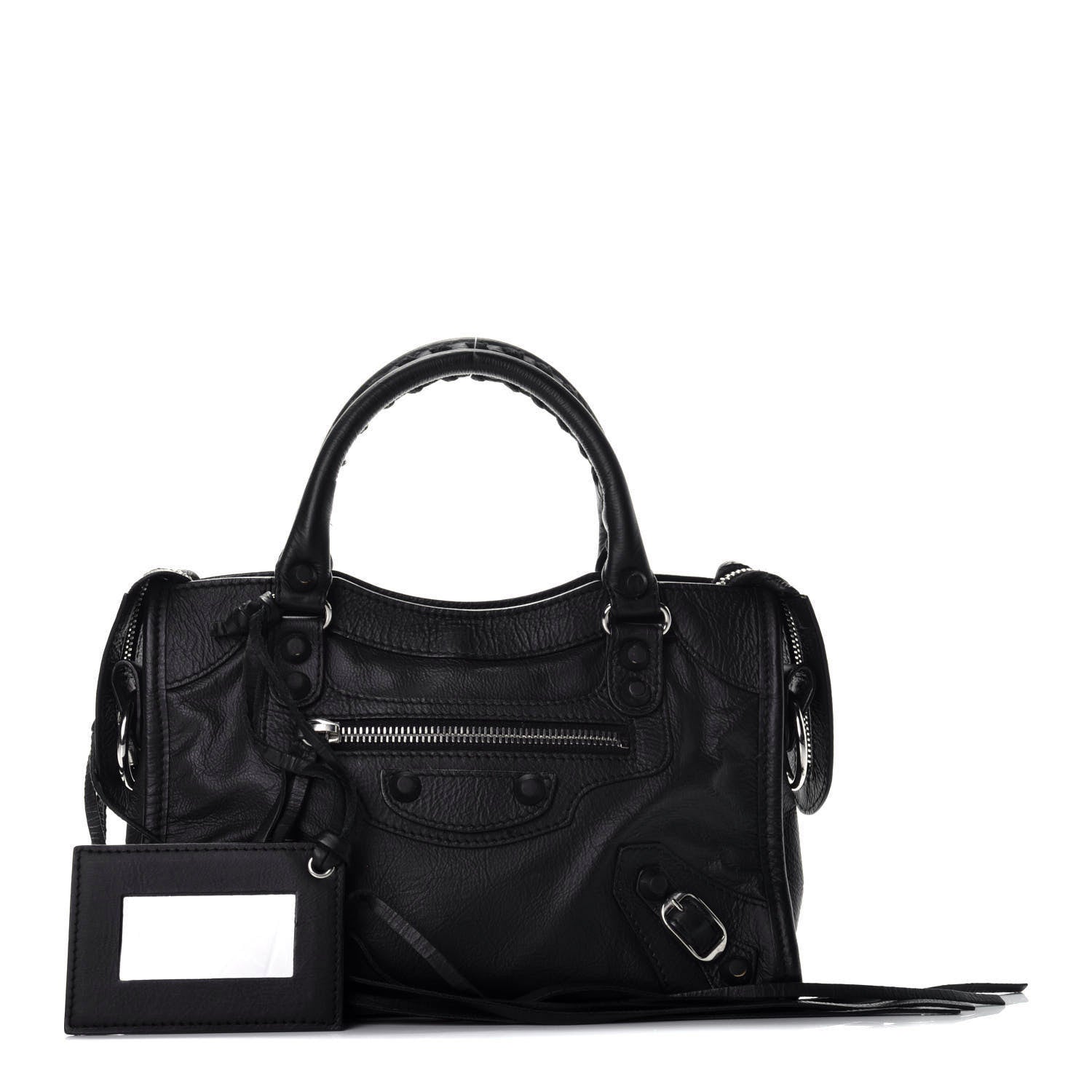 Balenciaga Matte Goatskin Rubber Covered Classic Hardware Mini City Black 1 of 8