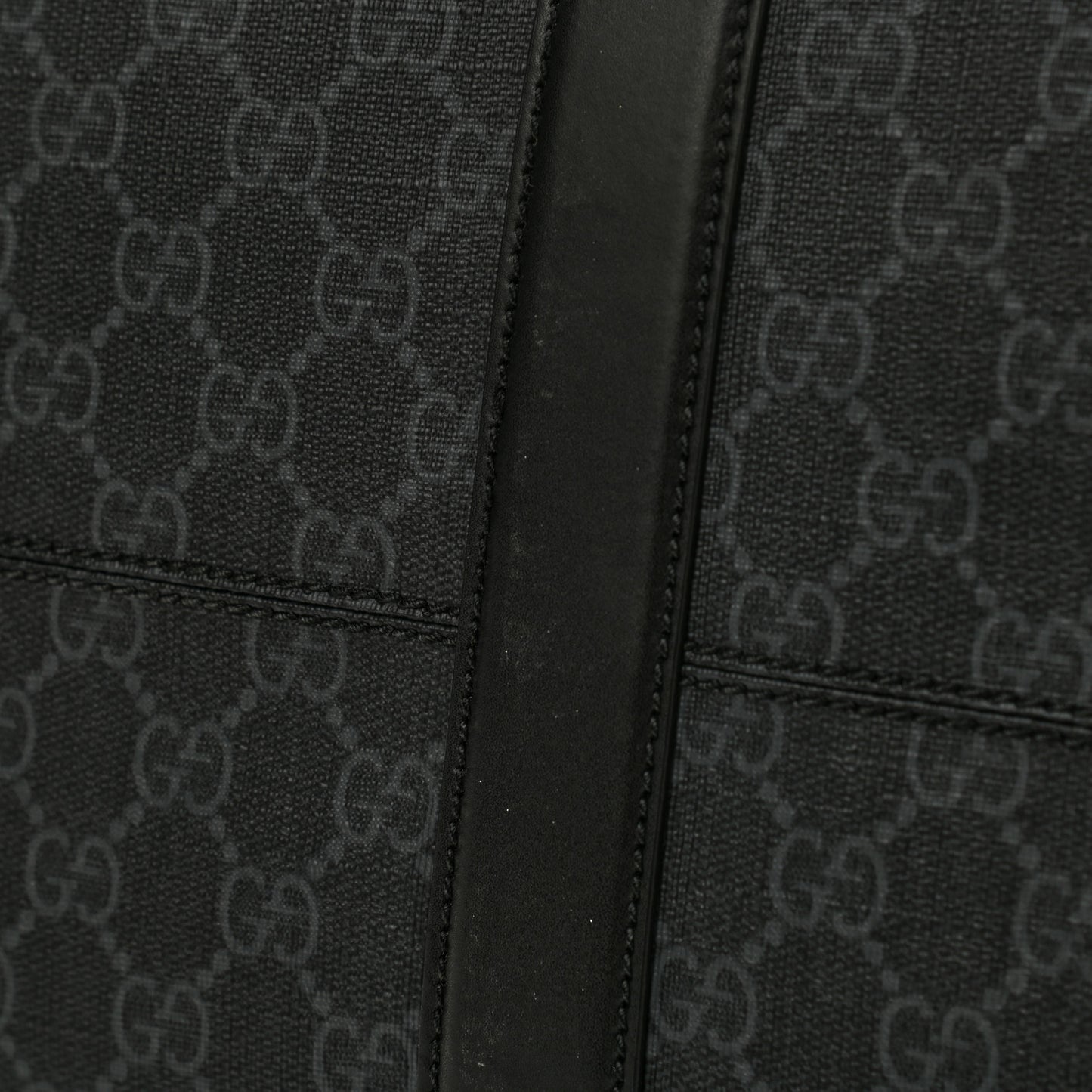 Soft GG Supreme Monogram Appia Calfskin Web Medium Carry On Duffle Bag Black Grey