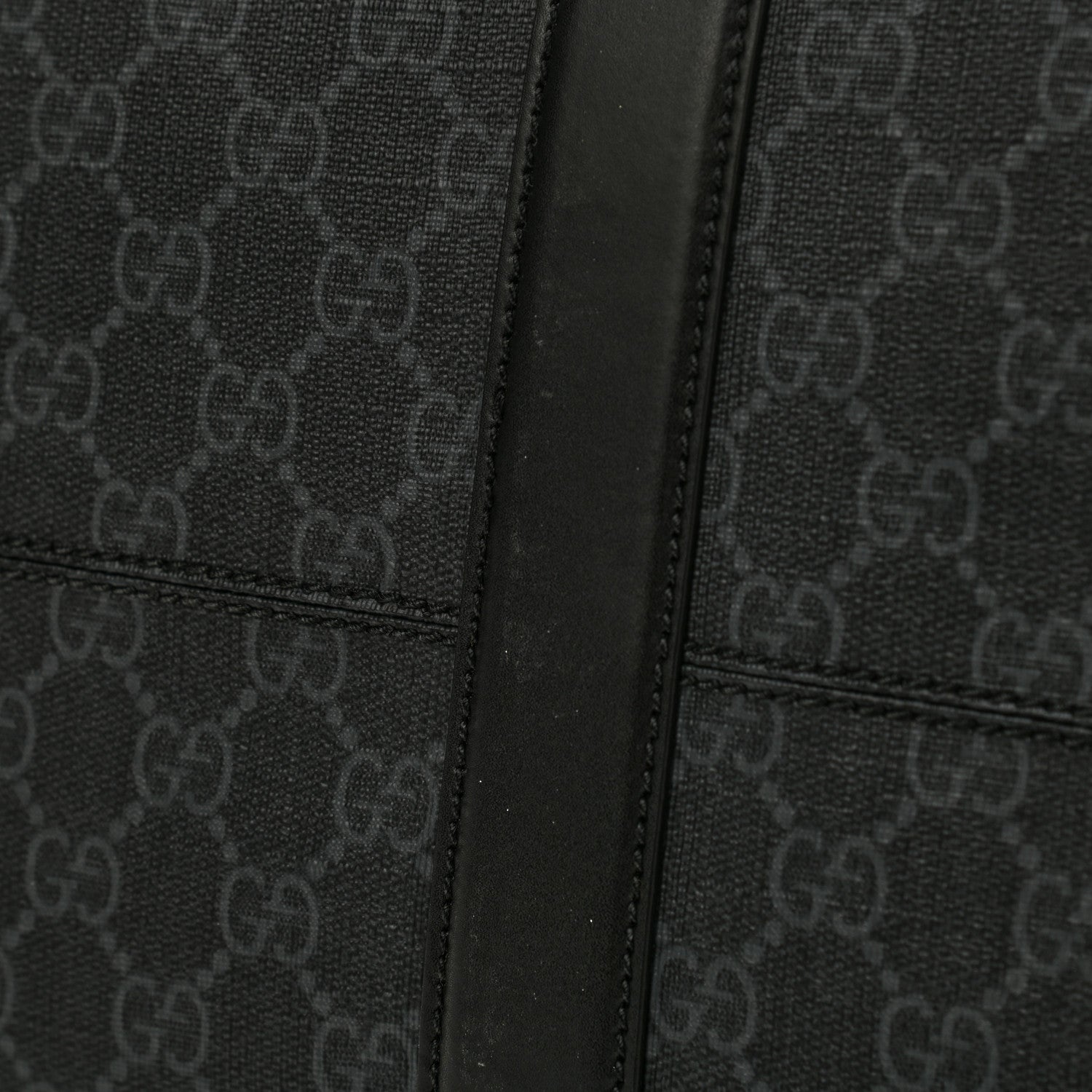 Gucci Soft GG Supreme Monogram Appia Calfskin Web Medium Carry On Duffle Bag Black Grey 12 of 13