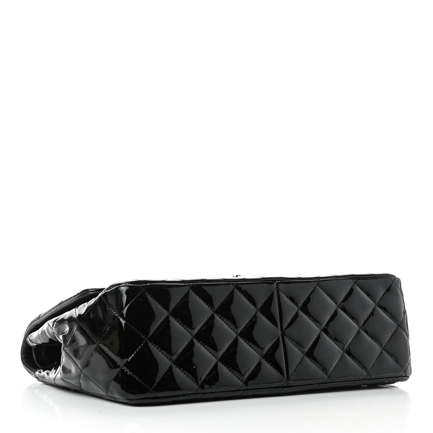 Patent Quilted Jumbo Double Flap Black