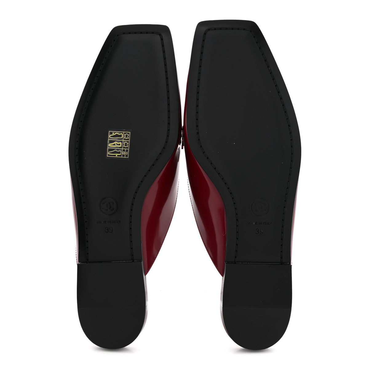 Chanel Shiny Calfskin CC Mules Sandals 39 Burgundy 6 of 10
