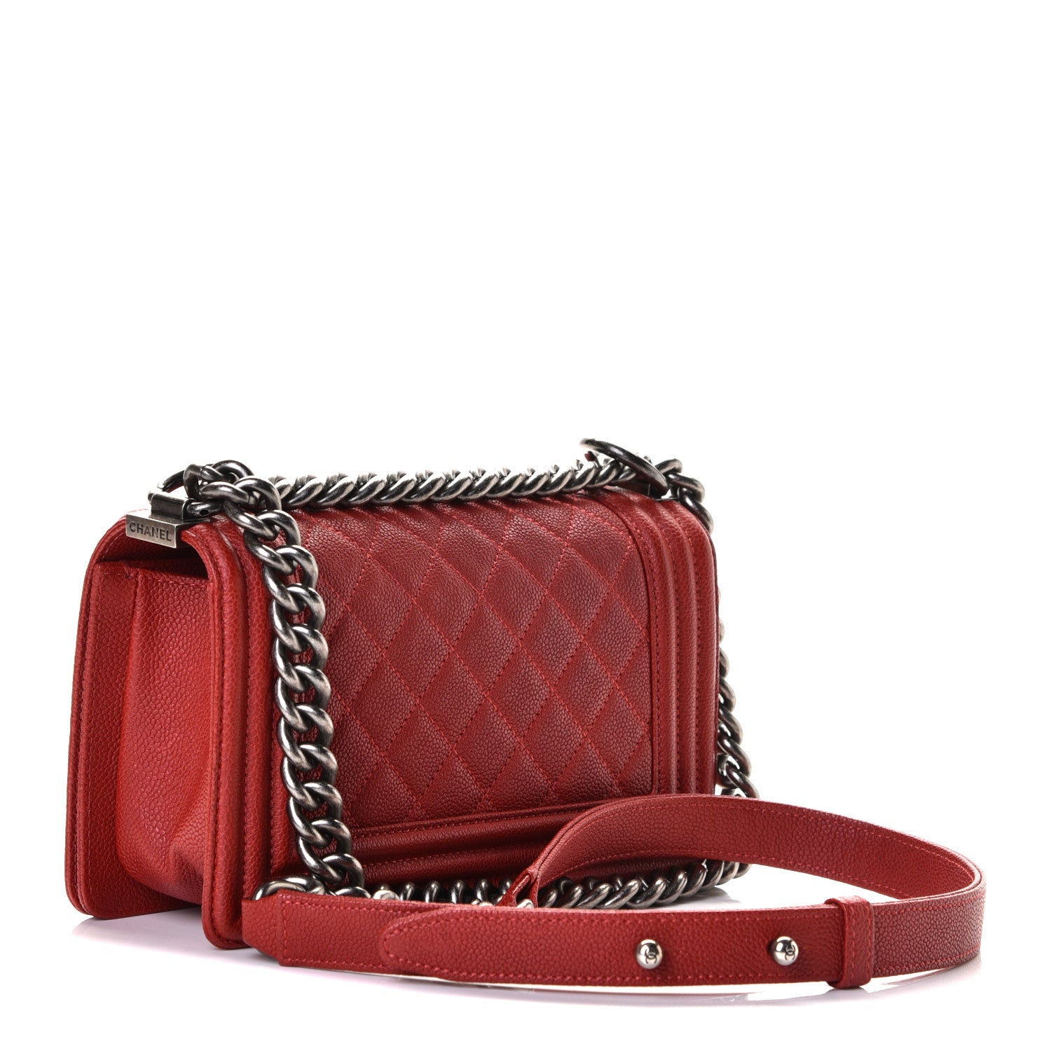 Chanel Caviar Quilted Small Boy Flap Dark Red 3 of 8