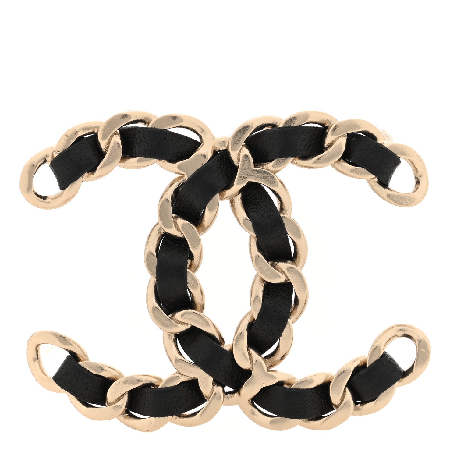 Chanel Lambskin Chain CC Brooch Black Gold 1 of 3