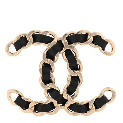 Chanel Lambskin Chain CC Brooch Black Gold 1 of 3
