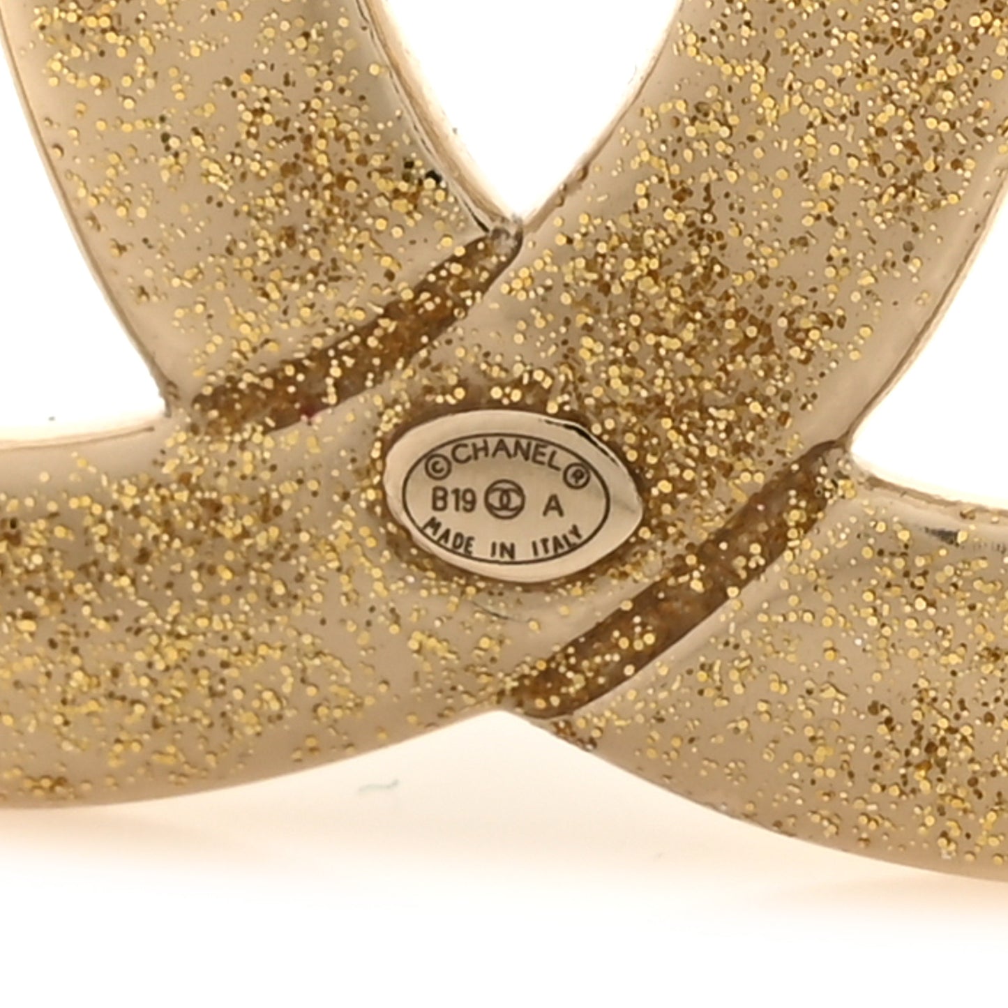 Textured Metal Crystal CC Brooch Light Gold
