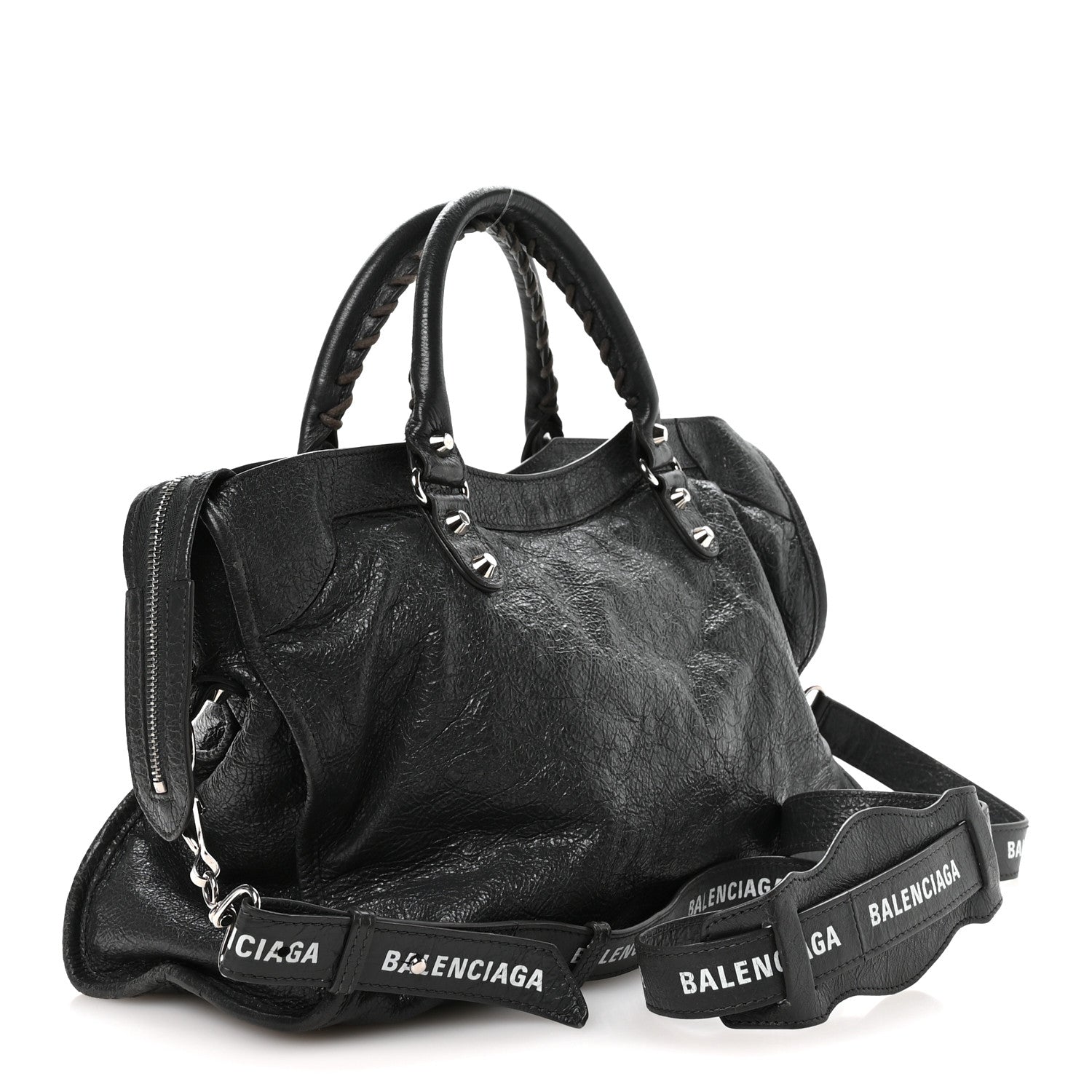 Balenciaga Agneau Classic Silver Hardware City Logo Strap Gris Fossile White 4 of 12