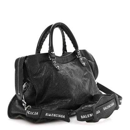 Balenciaga Agneau Classic Silver Hardware City Logo Strap Gris Fossile White 4 of 12