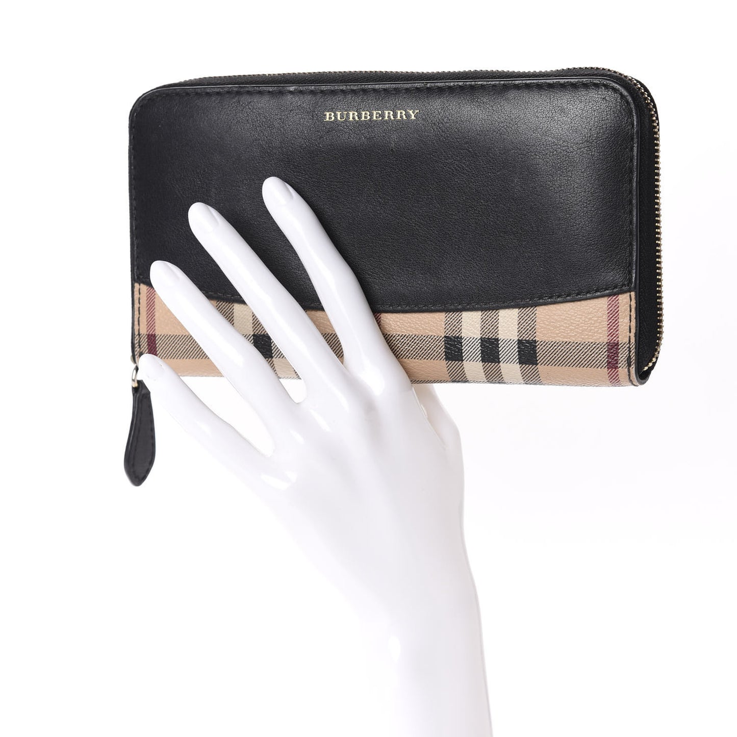 Calfskin Haymarket Check Elmore Zip Around Wallet Black