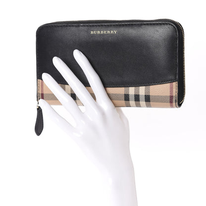 Burberry Calfskin Haymarket Check Elmore Zip Around Wallet Black 2 of 7