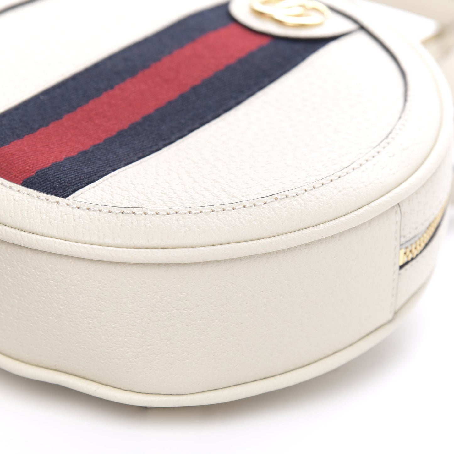 Textured Calfskin Web Mini Ophidia Round Backpack Mystic White
