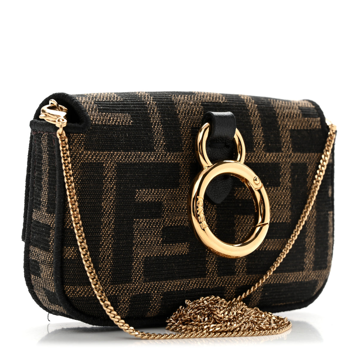 Fabric Jacquard FF 1974 Nano Baguette Charm Tobacco Moro Black
