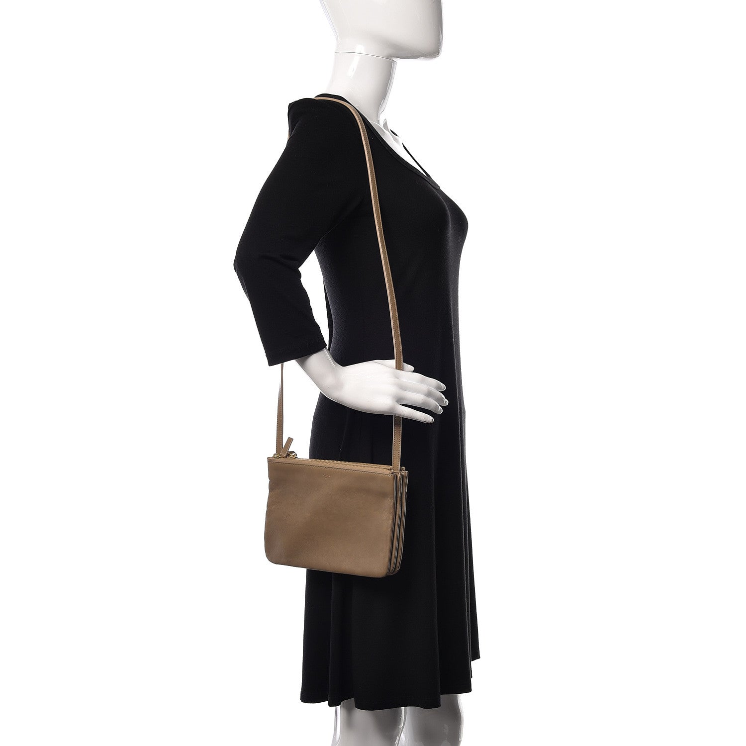 Celine Lambskin Small Trio Crossbody Bag Taupe 2 of 13