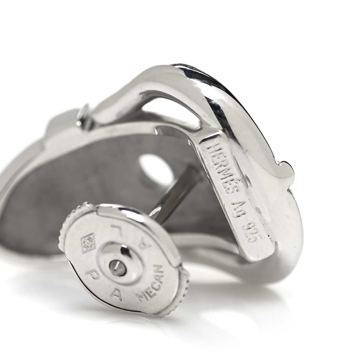 Hermes Sterling Silver Buckle Earrings 4 of 5