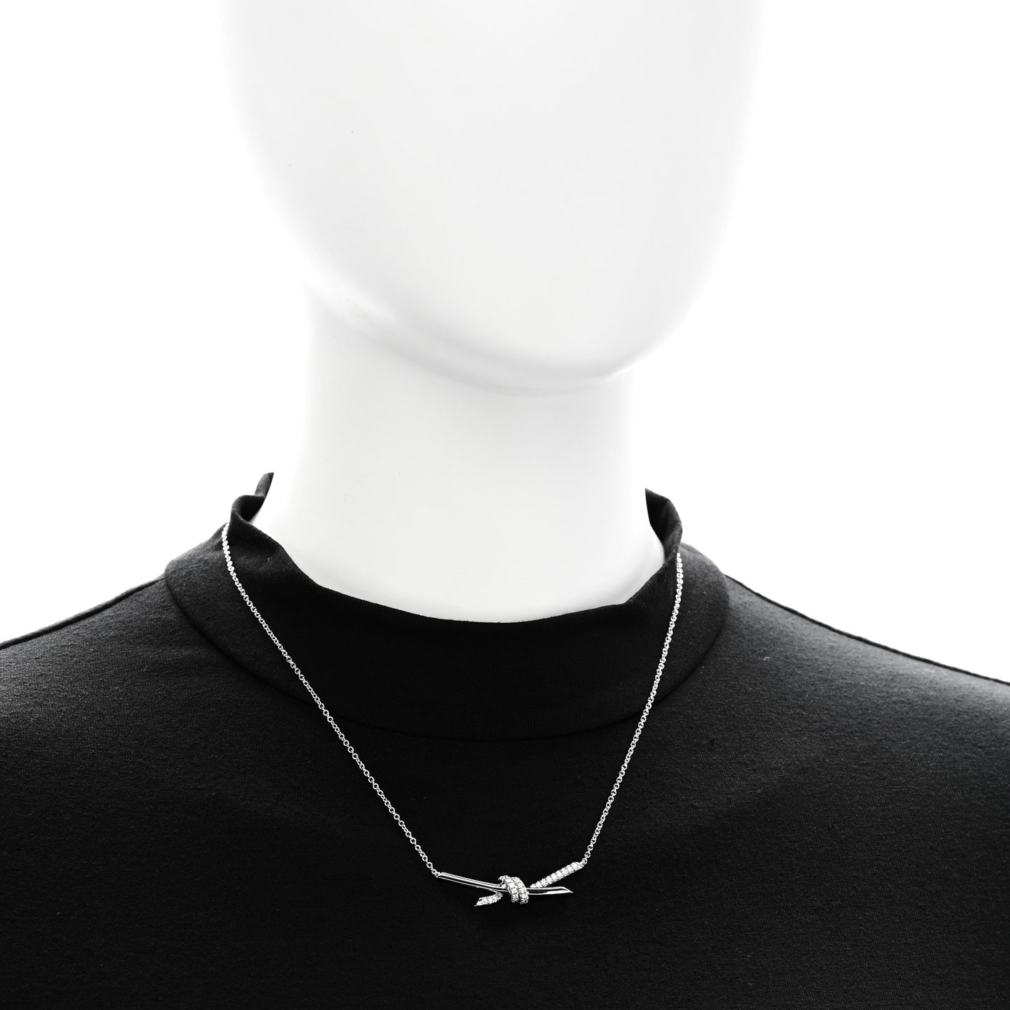 18K White Gold Diamond Knot Necklace