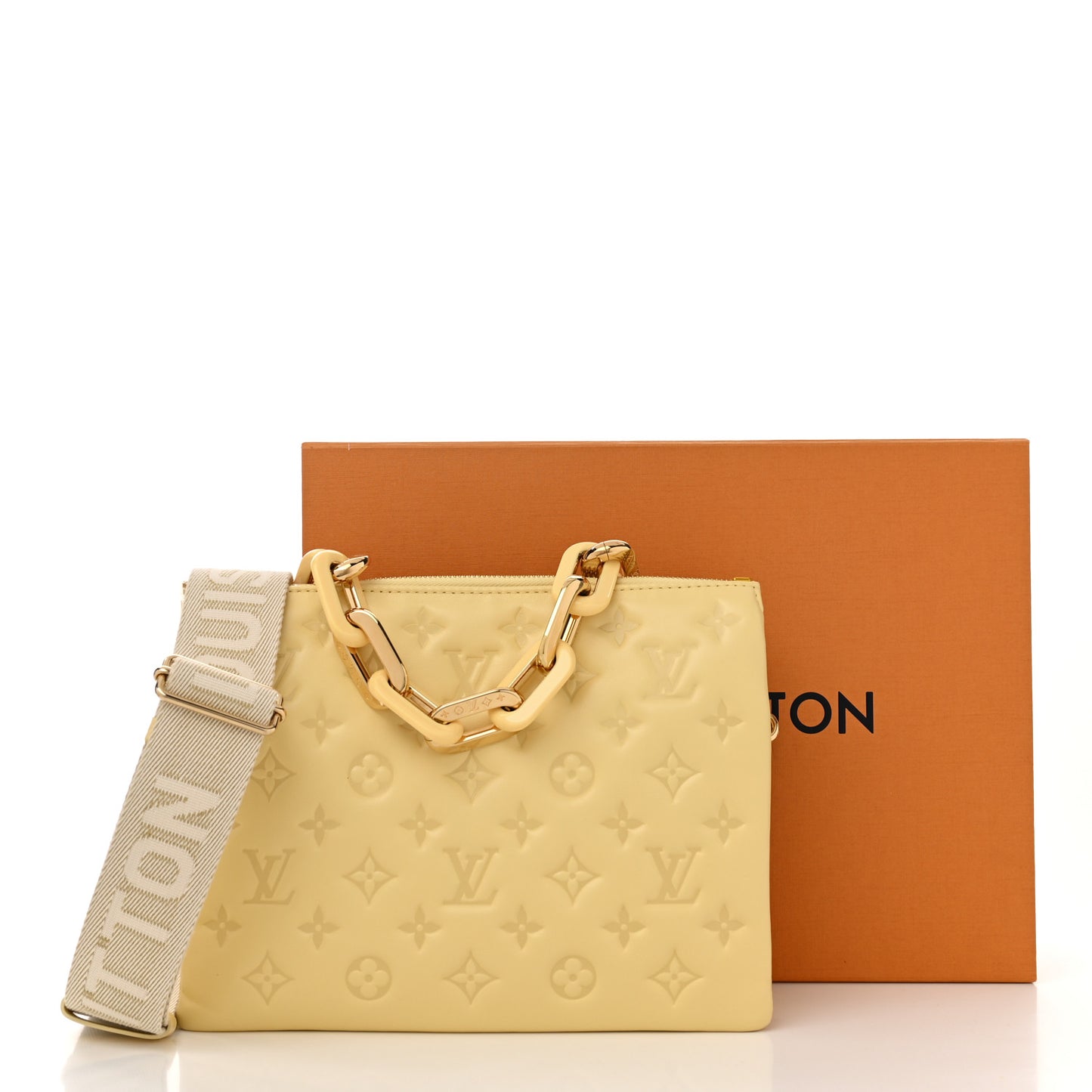 Lambskin Embossed Monogram Coussin PM Yellow