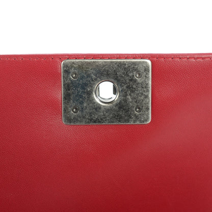 Chanel Lambskin Quilted Medium Boy Flap Black Red 8 of 9