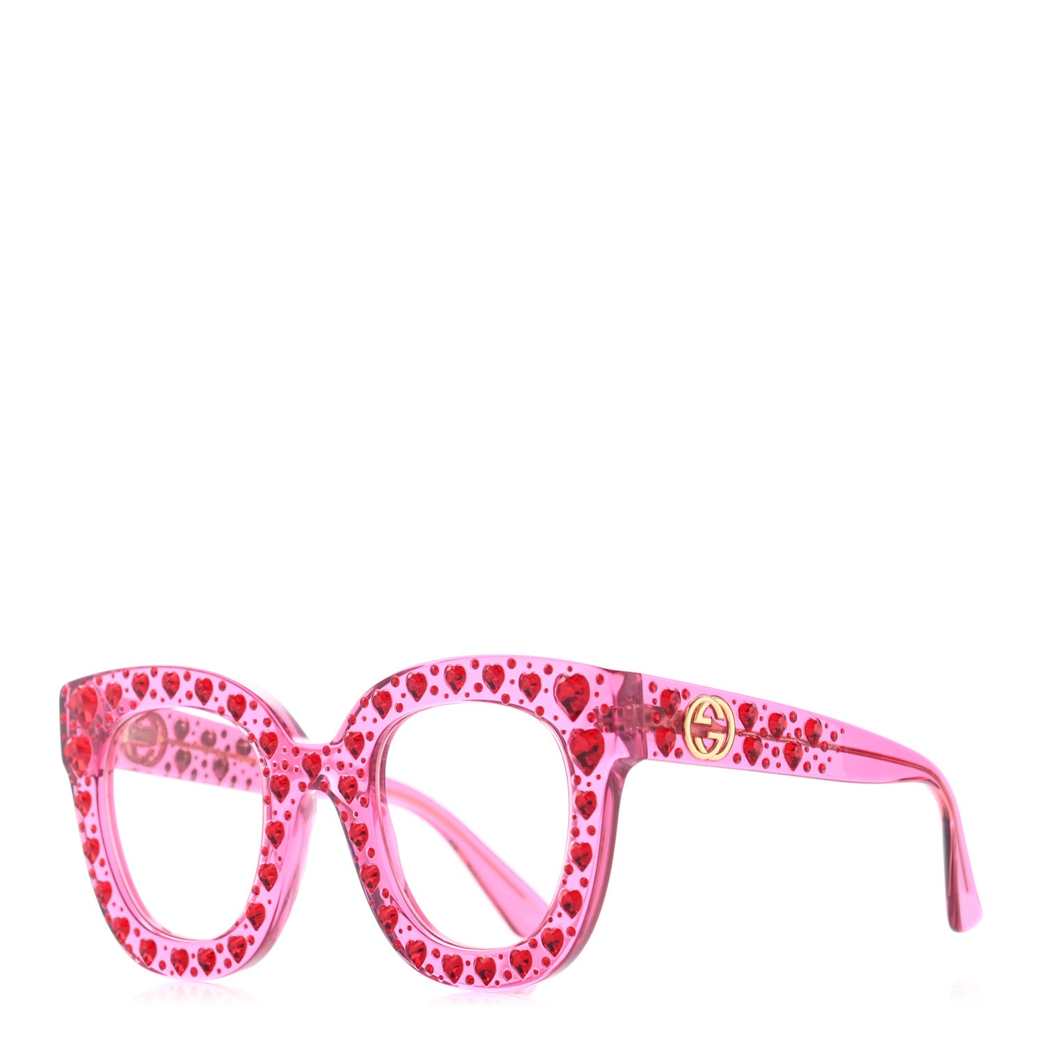 Gucci Acetate Crystal Heart GG0116S Sunglasses Fuchsia 1 of 9