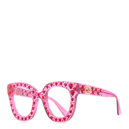 Gucci Acetate Crystal Heart GG0116S Sunglasses Fuchsia 1 of 9