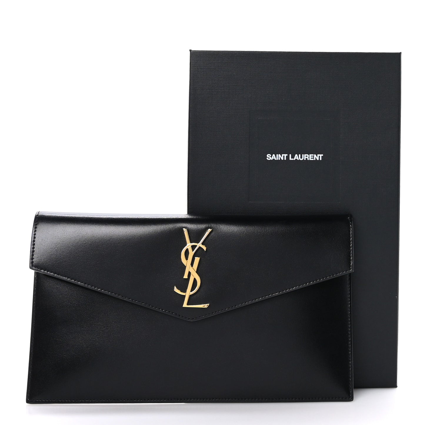 Smooth Shiny Calfskin Monogram Uptown Pouch Black