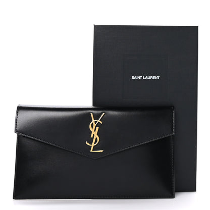 Saint Laurent Smooth Shiny Calfskin Monogram Uptown Pouch Black 7 of 7