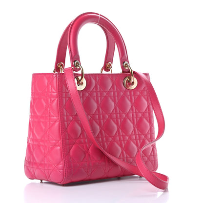 Christian Dior Lambskin Cannage Medium Lady Dior Pink 3 of 15