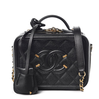Chanel Caviar Quilted Small CC Filigree Vanity Case Black 1 of 10