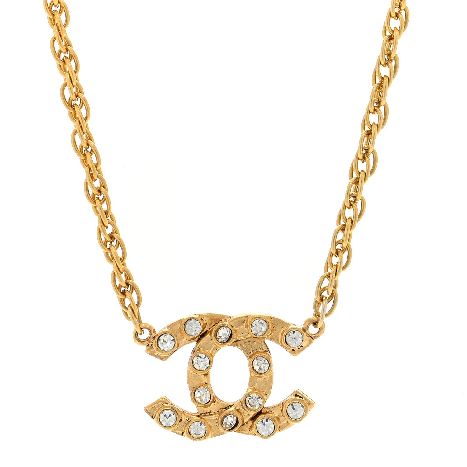 Chanel Crystal CC Chain Necklace Gold 1 of 4
