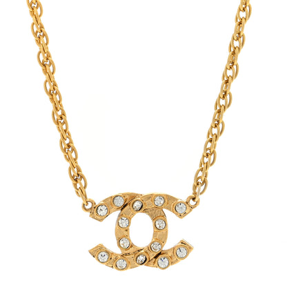 Chanel Crystal CC Chain Necklace Gold 1 of 4
