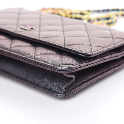Chanel Iridescent Goatskin Quilted Wallet On Chain WOC Purple 10 of 13